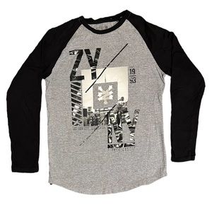 Zoo York Unbreakable Black Gray Long Sleeve Raglan Men’s Shirt Small
